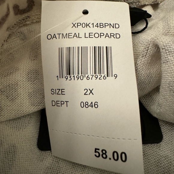 Bobeau Lounge pants Oatmeal Leopard Size 2X NWT tie waist - Picture 8 of 8